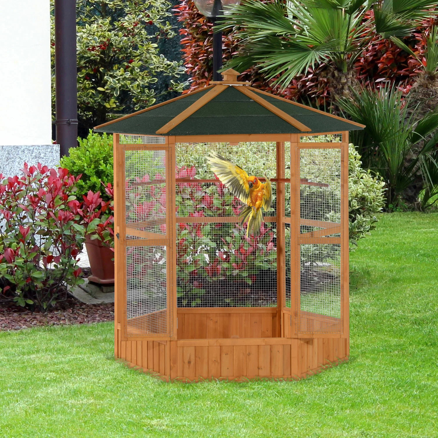 【Pet】Fielding 65'' Pointed Top Flight Cage with Perch
