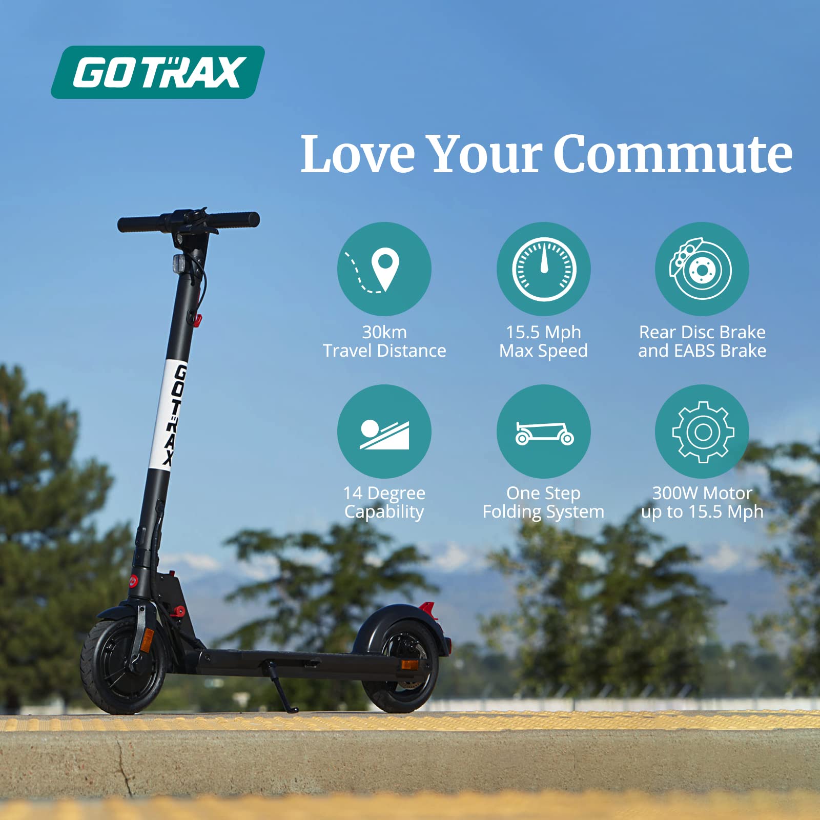 【Sports&Outdoors】Foldable Electric Scooter, Big Battery 36V/7.8AH, Powerful 300W Motor & 15.5 MPH