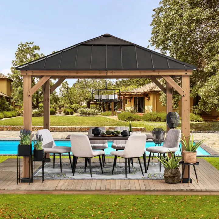 【Gazebo】Dewhitt Solid Wood Patio Gazebo