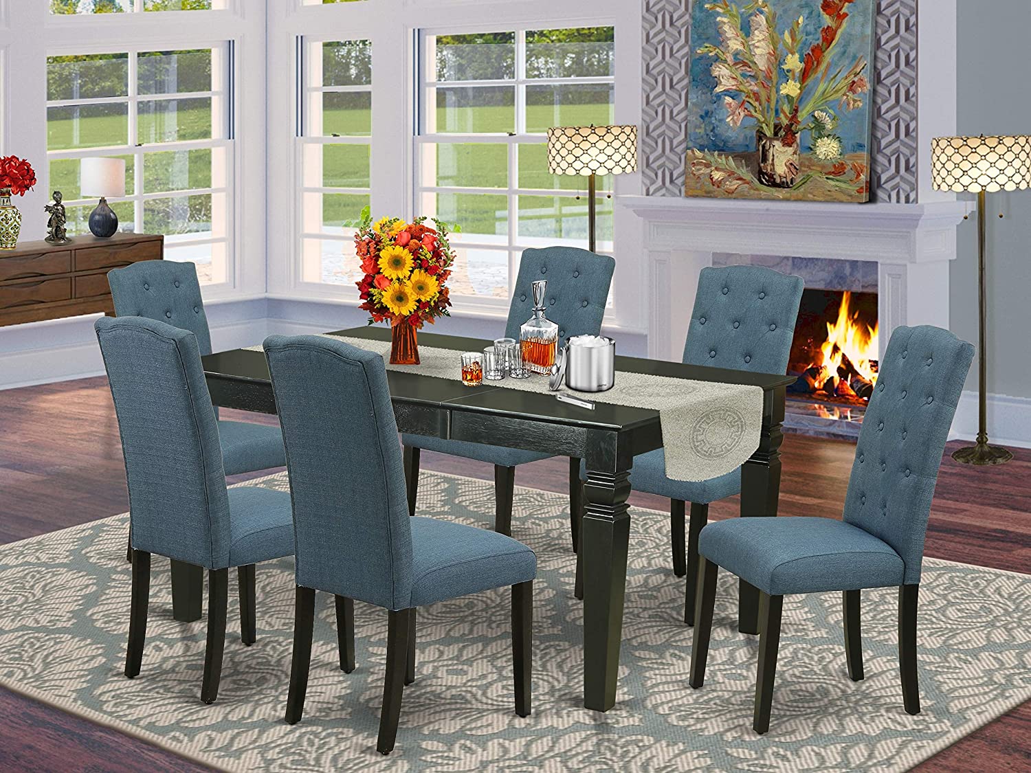 East West Furniture WECE7-BLK-21 Dining Set